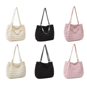 Ruched Design Satchel Bag Bubble Pleated Bag Pouch Handbag Lady Purse - Picture 1 of 14