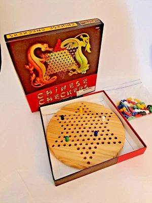 Chinese Checkers wood board game, complete - Image 1 of 2
