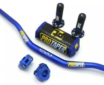 MANUBRIO 28mm KIT COMPLETO PROTAPER MANOPOLE PARACOLPI BLU REESER STERZO MOTO - Bild 1 von 4