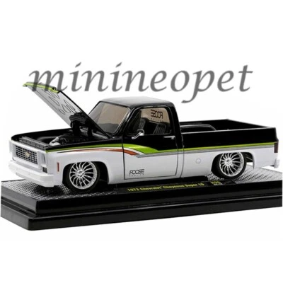 M2 MACHINE 1973 CHEVY CHEYENNE SUPER 10 PICKUP FOOSE 1/24 BLACK WHITE 40300 96 B - Image 1 of 2