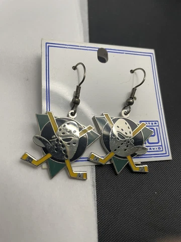 Anaheim Mighty Ducks Original Logo J Hook Earrings NHL Cover