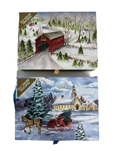 40 Deluxe Christmas Cards 2 images Dashing Through the Snow / Covered Bridge 40 - Picture 1 of 19
