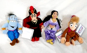 Walt Disney Store Bean Bag Plush Beanies Aladdin-Jasmine-Jafar-Genie-Abu - Picture 1 of 6