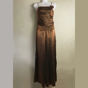 Nuevo con etiquetas Conjunto Formal Bronce 10 Baile de graduación Tirantes Top Pierna Ancha Culottes Pantalones Marvie - Imagen 1 de 9