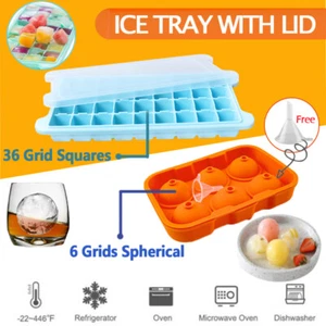 Leakproof Silicone Ice Cube Maker: 6 & 36 Grids, Keeps Drinks Cold - Picture 1 of 20