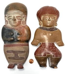 2 (due) statuine in ceramica di terracotta figure -Replica?cultura precolombiana? VEDI - Foto 1 di 12