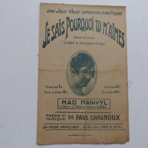 Partition je sais pourquoi tu m aimes  MAD RAINVYL  PAUL CHAGNOUX  - Imagen 1 de 1