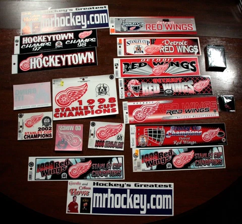 Vintage Detroit Red Wings Lot Bumper Sticker Pin Playing Cards NHL Hockey Cover