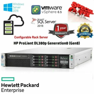 HP DL380p Gen8 G8 8 Bay 2.5 Configurable Rack Server 2x Xeon V2 64GB RAM 2XHDDs - Picture 1 of 5