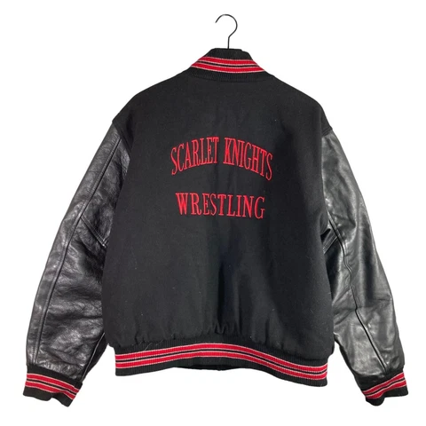 Rutgers University Letterman Jacket Wrestling Vintage Size Large Scarlet Knights Cover