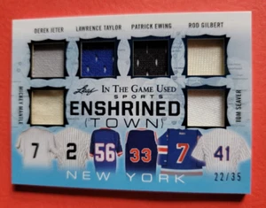 TARJETA JERSEY MICKEY MANTLE DEREK JETER SEAVER PATRICK EWING LAWRENCE TAYLOR 22/35 - Imagen 1 de 3