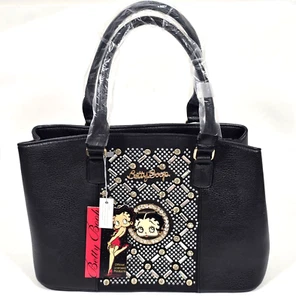 BOLSO DE HOMBRO BETTY BOOP ESTRÁS NEGRO IMITACIÓN CUERO CORREA EXTRAÍBLE NUEVO - Imagen 1 de 20