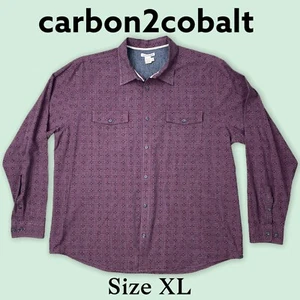 Carbon2Cobalt Long Sleeve Shirt Mens Sz XL Red Check Button Up Front Collared - Picture 1 of 7