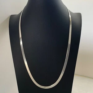 925 Sterling Silver Necklace Herringbone Chain SU Italy 5.5 mm 24" - Picture 1 of 10