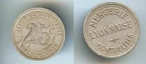 Verschiedene Token - MONTPELLIER Mercerie Lyonnaise Token von 25 cm erstattungsfähig - Bild 1 von 1