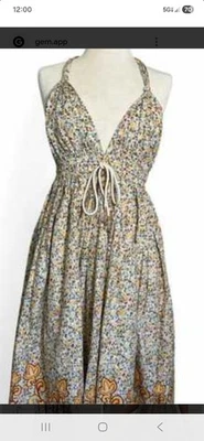 Vestido Lapis Anthropologie Halter Boho Forrado Estilo Algodón. Damas Talla Med. Nuevo con etiquetas Foto 1 de 4