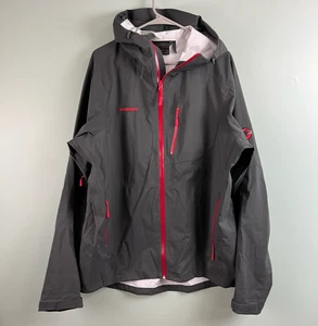 Mammut Rain Jacket Men's XXL Grey Dry Tech Full Zip Lightweight Shell Vent Hood - Picture 1 of 13