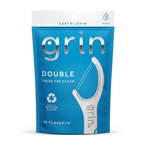 GRIN Double Flosspyx, Floss Picks, 75 Ct, Dental Flossers, Minty Flavor 2 Lines - Bild 1 von 6
