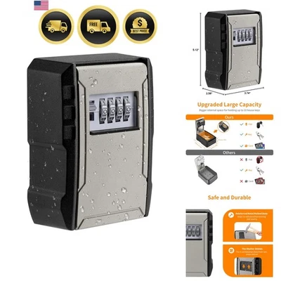 Key Lock Box Waterproof Wall Mount Storage Safe for House Car Keys Fob Grey - Image 1 of 4