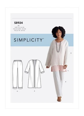 SIMPLICITY 8924 JACKET PANTS TOP TUNIC Misses Sewing Pattern Sizes 6-14 & 16-24 - Image 1 of 4
