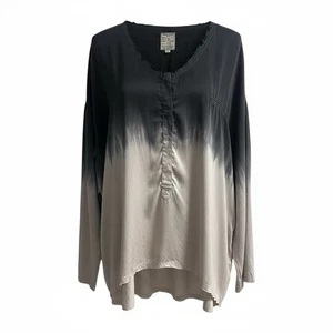 Go By Go Seide waschbar Seide Pullover Bluse Damen Größe Large schwarz und grau - Bild 1 von 15