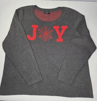 Lane Bryant Womens 18/20 Gray Red "Joy" Holiday Sweater Christmas Long Sleeve  - Image 1 of 4