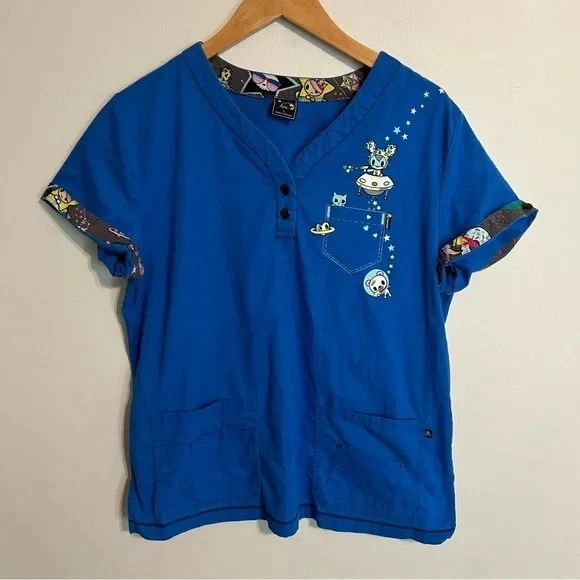Koi x Tokidoki Blue Scrub Top L Large Space Cadet - Image 1 of 4