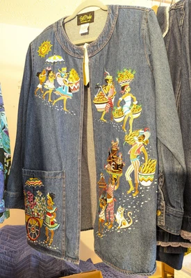 NUEVA CHAQUETA VAQUERA ARTÍSTICA PARA MUJER MANGA LARGA FRENTE ABIERTO AZUL POR BOB MACKIE Foto 1 de 4