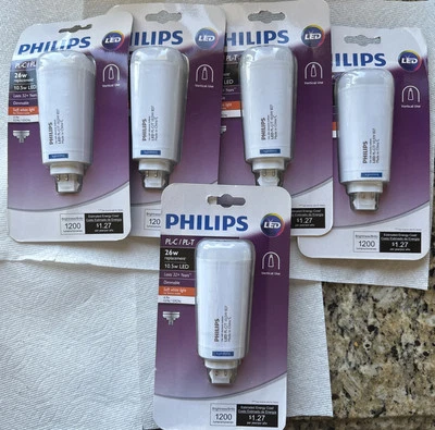 Philips 26w PL-C PL-T 4-Pin Vertical LED Bulb Dimmable 1200 lumens (5 packs) - Image 1 of 3