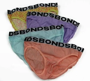 Bonds Girls 4 Pairs Underwear Briefs Undies Pink Blue Red White Black Blue - Picture 1 of 5