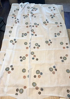 White Embroidered Appliqué Fabric Circles Geometric Sheer - 44” wide, 3 Yards - Image 1 of 4