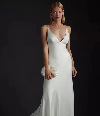 Jenny Yoo  Wedding Dress Gown 22 Ivory Slit V Neck V Back Modern Short 51-60" - Image 1 of 4