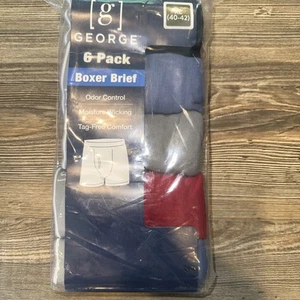 George 6 Pack Boxer Briefs Size XL(40-42)Tag-Free Moisture Wicking. NWT. J - Picture 1 of 5