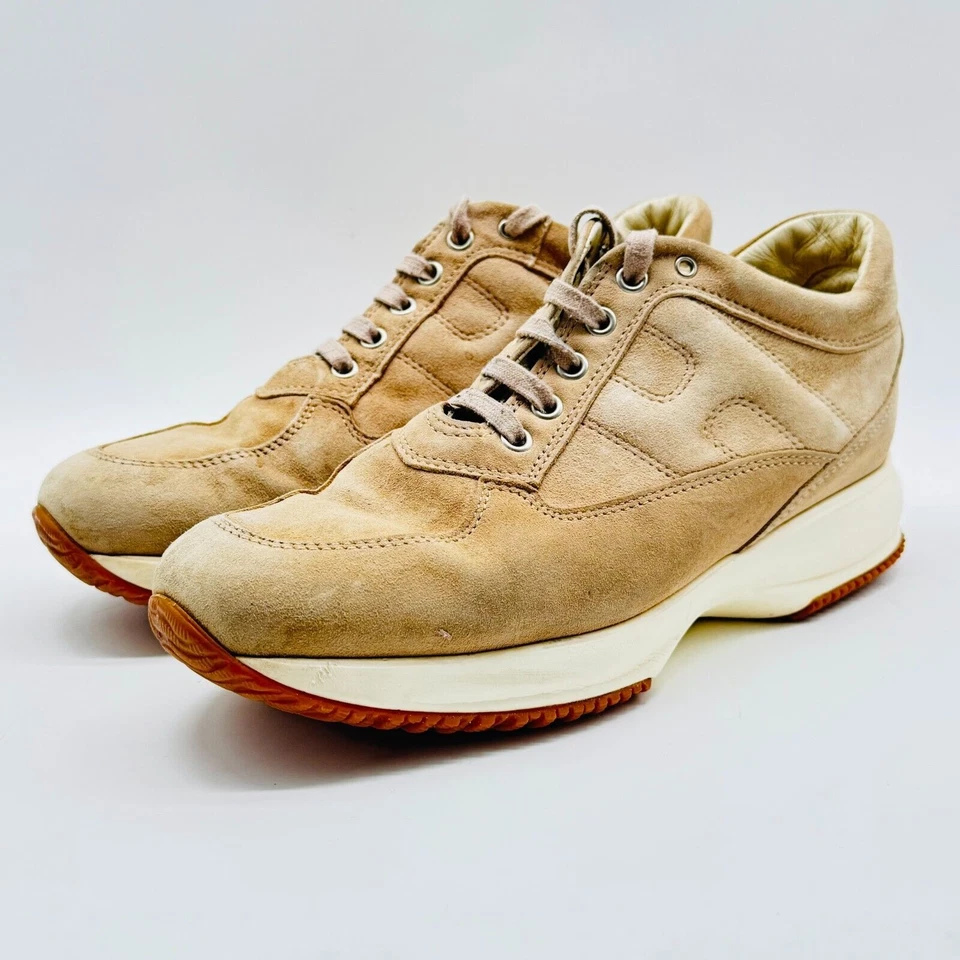 Hogan 鞋 女式 EU 38.5 US 7.5 棕色 棕褐色 麂皮绒 Sneakes Mid High Top 休闲 — 第 1/4 张图片