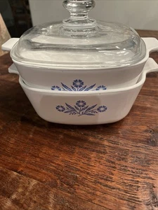 2 Corning Ware ~ 1 1/2 Quart ~ CORNFLOWER BLUE Casserole Dish w/1 Lid P-7-c - Picture 1 of 15