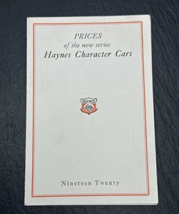 1920 HAYNES CHARACTER CARS PRICE SHEET BROCHURE - AMERICA'S FIRST CAR FP392 - Picture 1 of 11