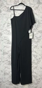 Adrianna Papell schwarzer One-Shoulder-Overall Gr. 14 Cocktail Party formell neu mit Etikett - Bild 1 von 10