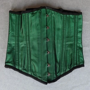 Dark Green Satin Steel Boned Underbust Corset Waist 26 - Picture 1 of 2