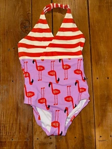 NWOT Hanna Andersson Mix It Up Flamingo Halter One-Piece Swimsuit - Size 6/7 - Picture 1 of 4
