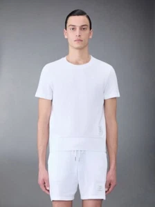 Thom Browne Mens Short Sleeve Tee With Textured Cotton Tuck Rib Sz 2 (MED) NWT - Picture 1 of 11