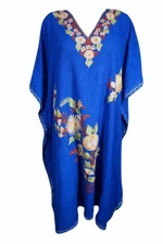 Women Caftan Dress Embellished Kimono Boho Blue Kaftan Dresses One Size M-2X