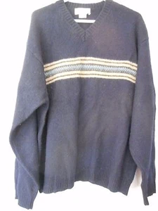 J. Crew Navy Blue / Beige 100% Wool Sweater Size XL - Picture 1 of 6