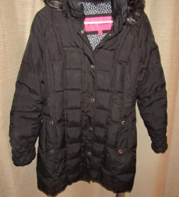 BETSEY JOHNSON Womens Sz Small Black Hooded Down Filled Parka Coat Jacket Puffer - Image 1 of 4