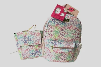 Mochila Betsey Johnson con bolsa de almuerzo a juego rosa multi bolso de hombro nueva con etiquetas Foto 1 de 4