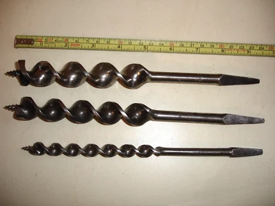 3x Vintage W.A Timperley Brace Drill Auger Bits (British Rail East) - Image 1 of 2