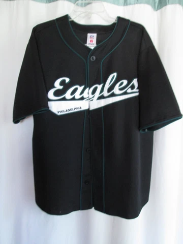 Eagles NFL McNabb Jersey Baseball Style Button Up Mens Large Black “Rare” Cover