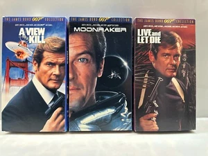 James Bond 007 (Roger Moore) VHS Lot-Live and Let Die-Moonraker-View to Kill - Picture 1 of 3