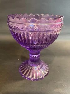 Iittala Marimekko Purple Glass 5" Footed Bowl - Picture 1 of 9