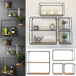 Set of 4 Retro Metal Wall Shelf Industrial Style Shelves Storage Display Unit UK - Imagen 1 de 4