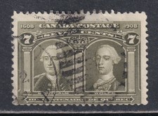 Canada Scott 100 Used 1908 7c Quebec Tercentenary Issue SCV $100
